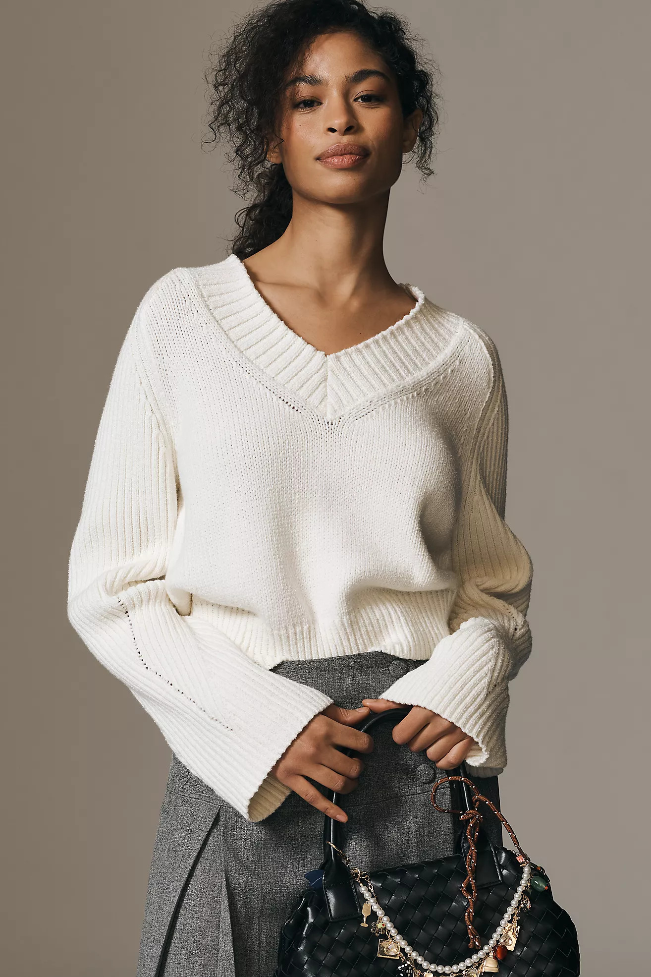 By Anthropologie Bell-Sleeve V-Neck Sweater | Anthropologie (US)