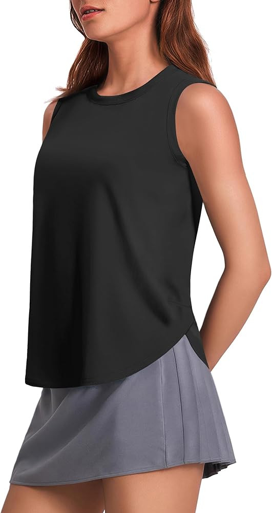 PINSPARK Workout Tank Tops Woman UPF 50+ Yoga Tanks Quick Dry Sleeveless Gym Shirts with Side Sli... | Amazon (US)