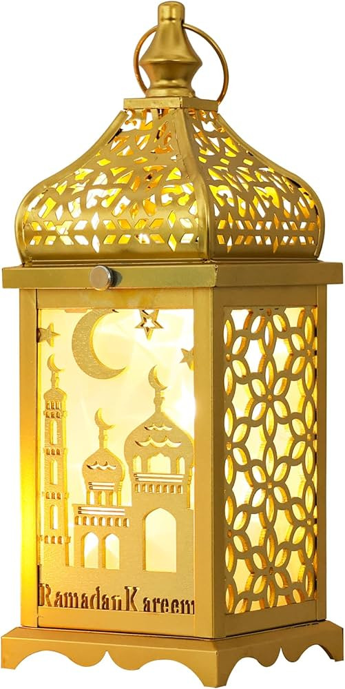 DECORKEY Ramadan Decorations for Home, 14'' Decorative Candle Lantern for Tabletop Mantel Decor, ... | Amazon (US)