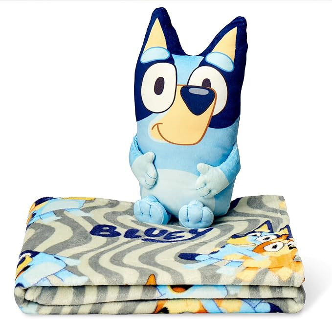 Bluey Throw & Plush Hugger Set, 50"x60" Silk Touch Blanket with 3D Character Pillow – Soft, Coz... | Amazon (US)