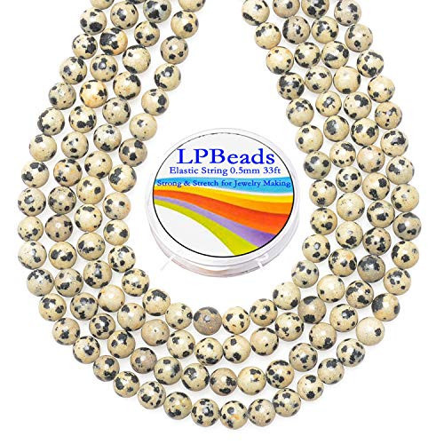 LPBeads 200Pcs Polished 6mm Round Natural Dalmatian Gemstone Loose Beads with Stretch Cord for Jewelry Making Bracelets | Amazon (US)