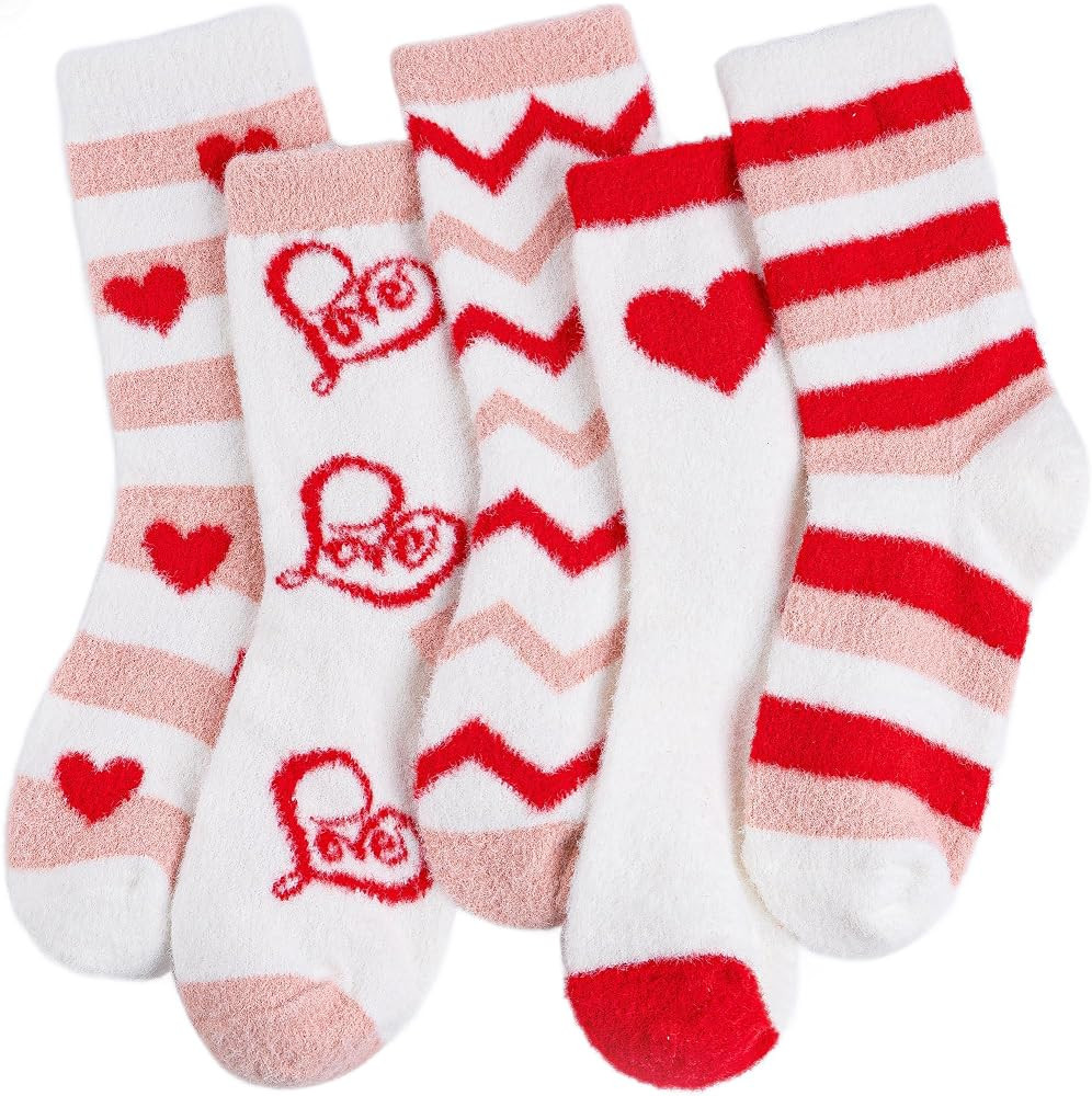 HONGTEYA Valentines Day GIfts Fuzzy Socks for Women Girls Cozy Soft Warm Winter Fluffy Slipper So... | Amazon (US)