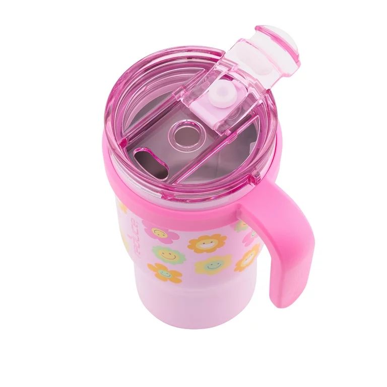 Reduce Vacuum Insulated Stainless Steel Coldee Mug with Lid and Spill-Proof Straw, Pink Smiley Fa... | Walmart (US)