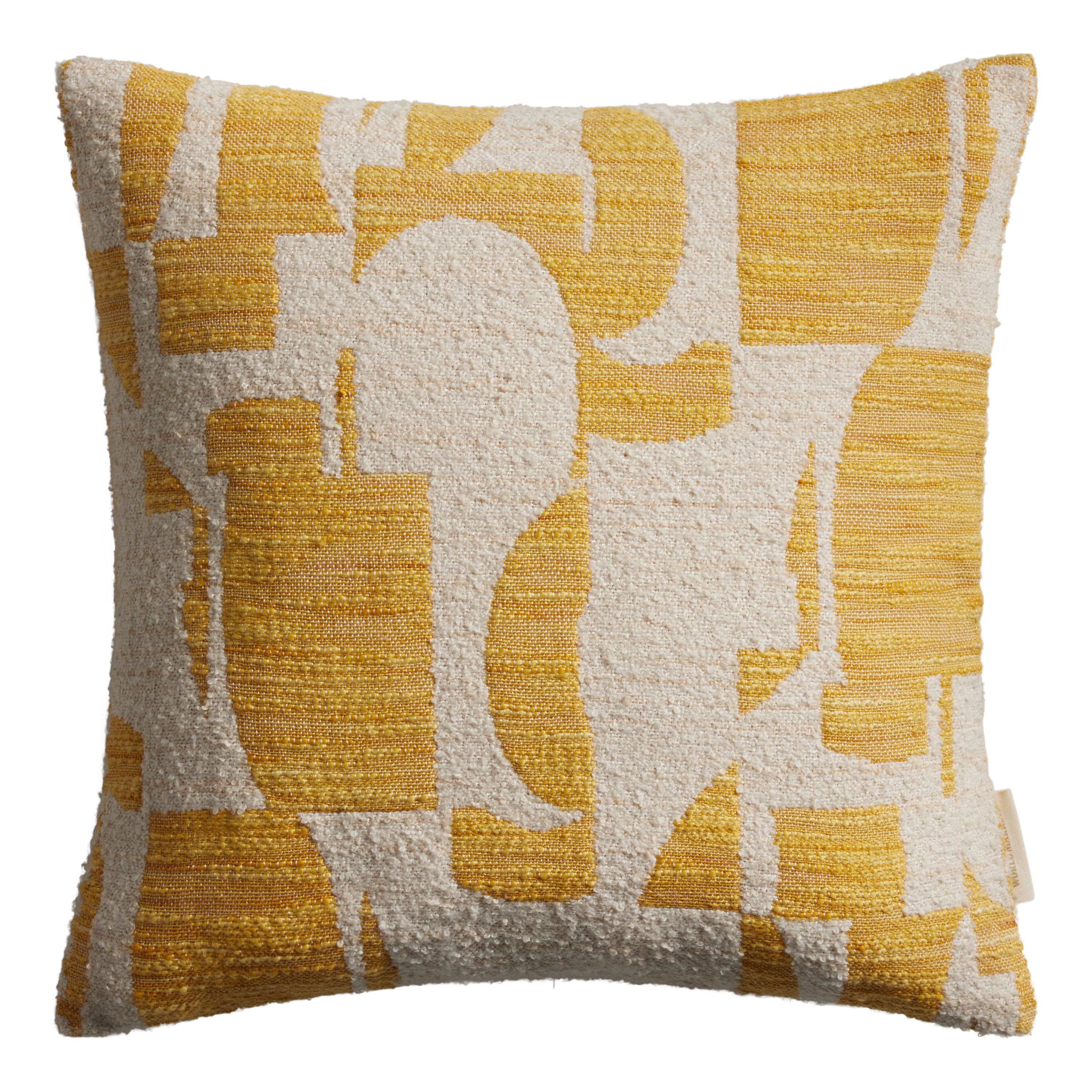 Ivory And Golden Yellow Jacquard Abstract Throw Pillow | World Market