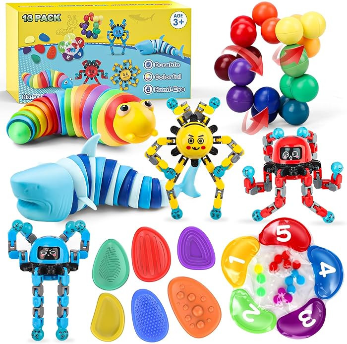 Fidget Sensory Toys for Kids Adults with Autism ADHD: 13 Pack Anxiety Relief Items Toy, Fun Class... | Amazon (US)