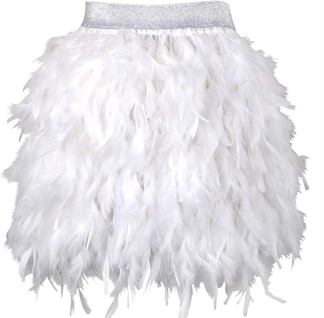 L'VOW Women's Sexy Mid Waist Mini A-line Feather Skirt for Party Wedding Halloween | Amazon (US)