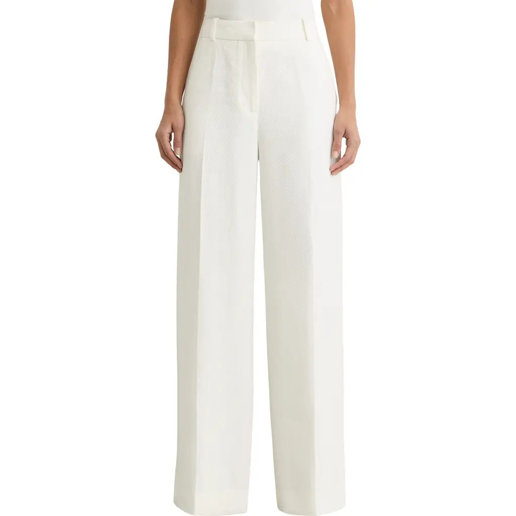 Reiss Alyx Linen Blend Wide Leg Trousers in White at Nordstrom, Size 0 Us | Nordstrom