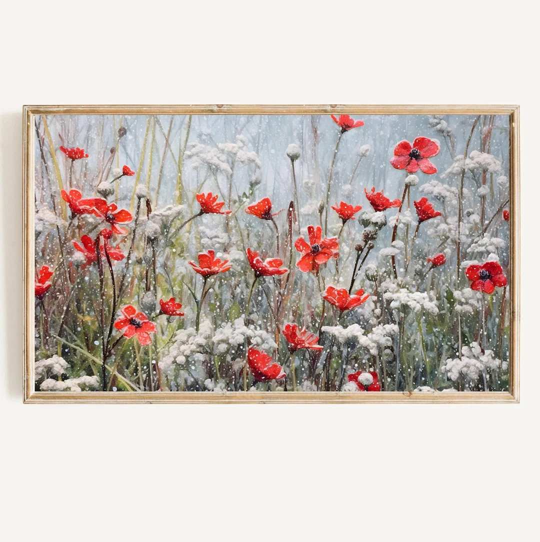 Winter Wildflower Samsung Frame Tv Art Winter Art for TV Holiday Decor Digital Download for Frame... | Etsy (US)