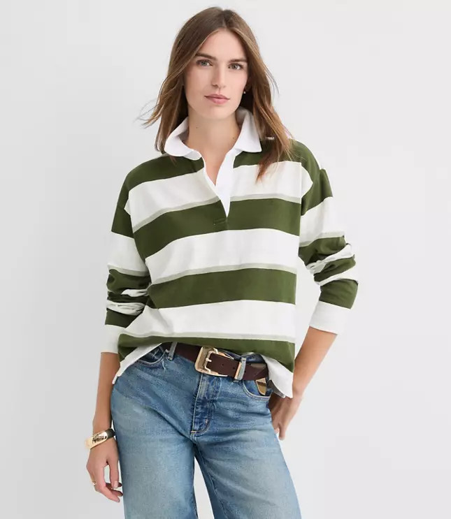 Rugby Stripe Polo Top | LOFT