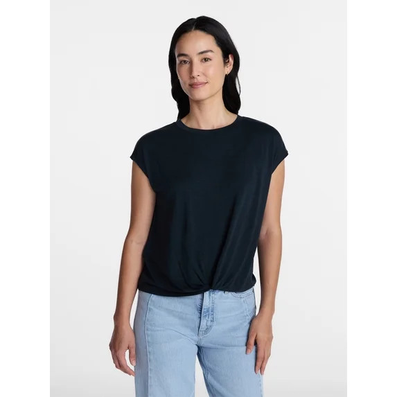 Time and Tru Women's Twist Front Top, Sizes XS-XXXL | Walmart (US)