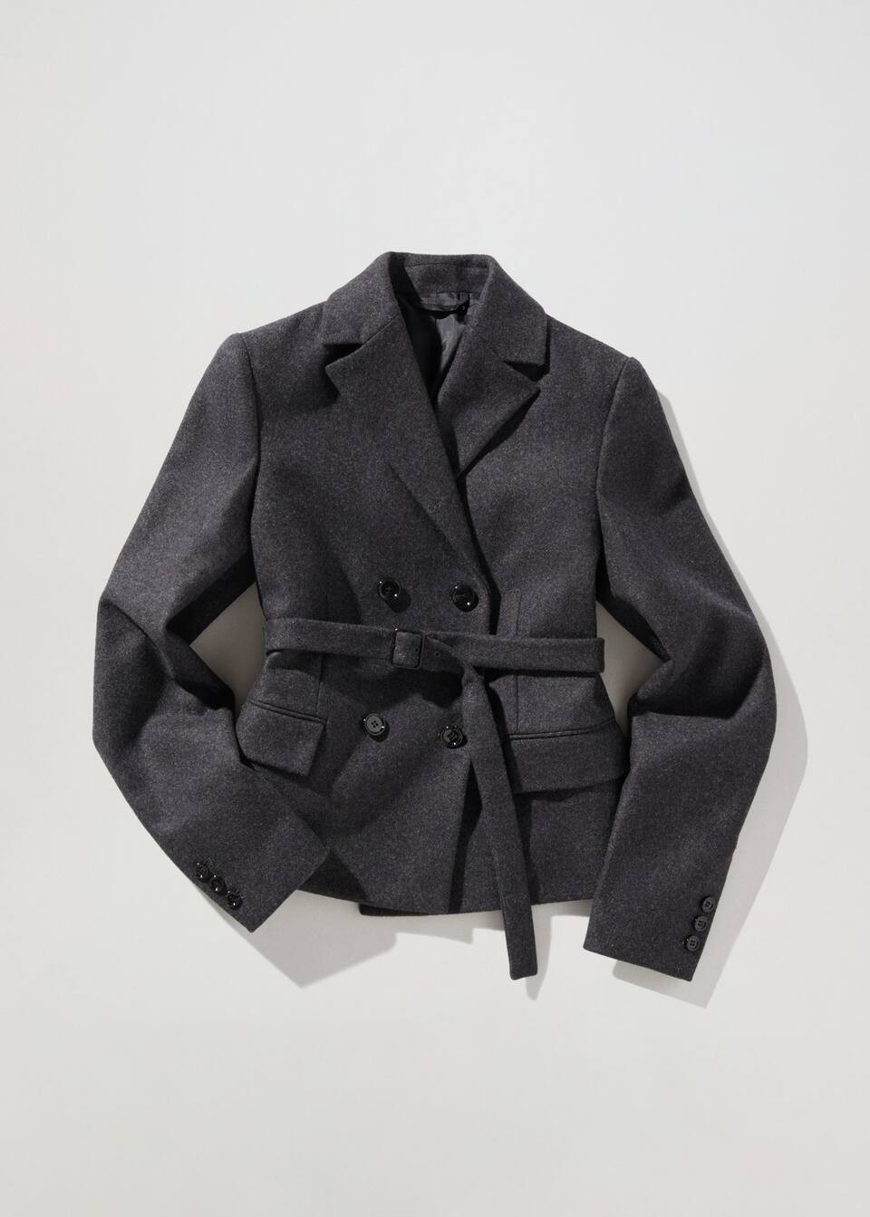 Wool blazer with belt -  Women | Mango USA | MANGO (US)