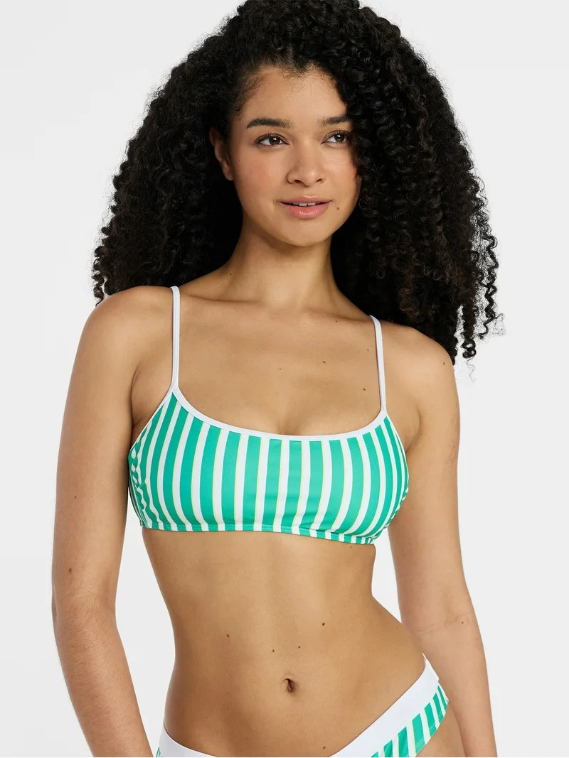 No Boundaries Sporty Stripe Bralette Bikini Top, Women's XXS-XXL | Walmart (US)