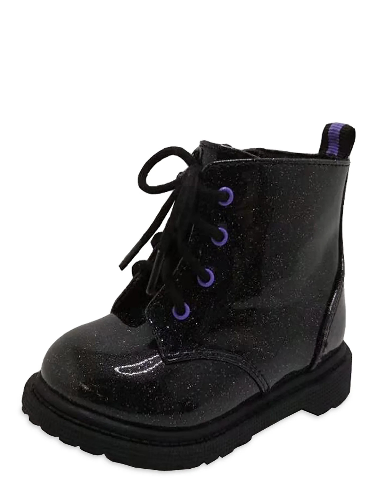 Wonder Nation Baby Girl Patent Lace-up Fashion Moto Boot | Walmart (US)