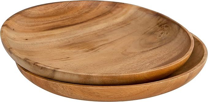Handcrafted 12" Wood Plate - Set of 2 | Versatile Wooden Plates - Used as Wooden Tray, Serving Pl... | Amazon (US)