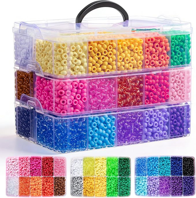 10000Pcs Pony Beads Bulk 30 Colors for Kandi Bracelet Making | Amazon (US)