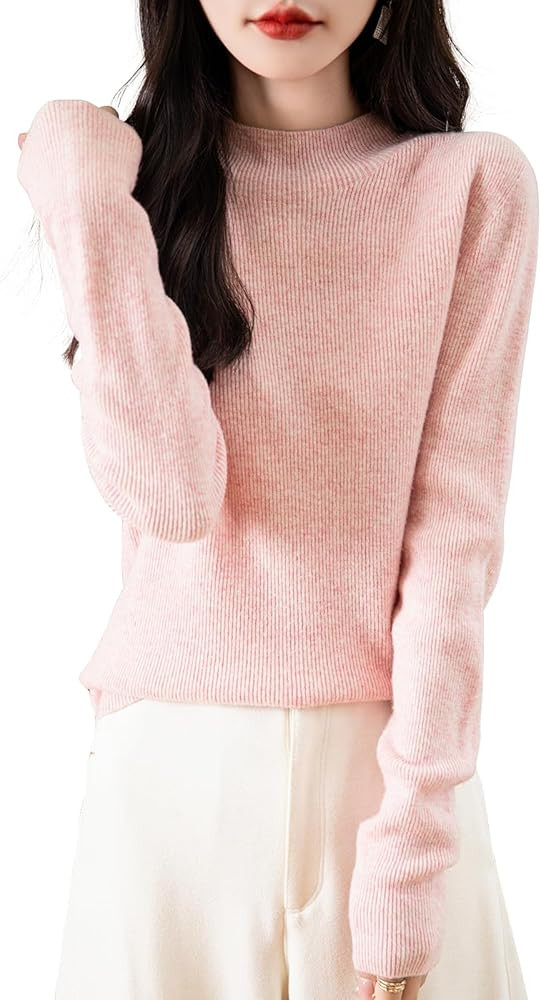 Chanyarn Women's 100% Merino Wool Seamless Sweater Mock Neck First-Line Ready to Wear Long Sleeve... | Amazon (US)