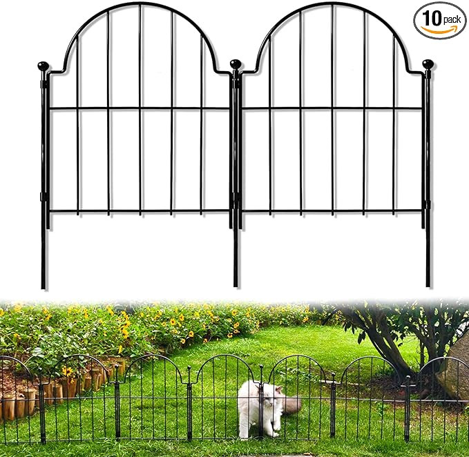 Garden Fence, 22 in(H) x 10.83 ft(L) Arched Rustproof Metal No Dig Fence Garden Fence Border, Gro... | Amazon (US)