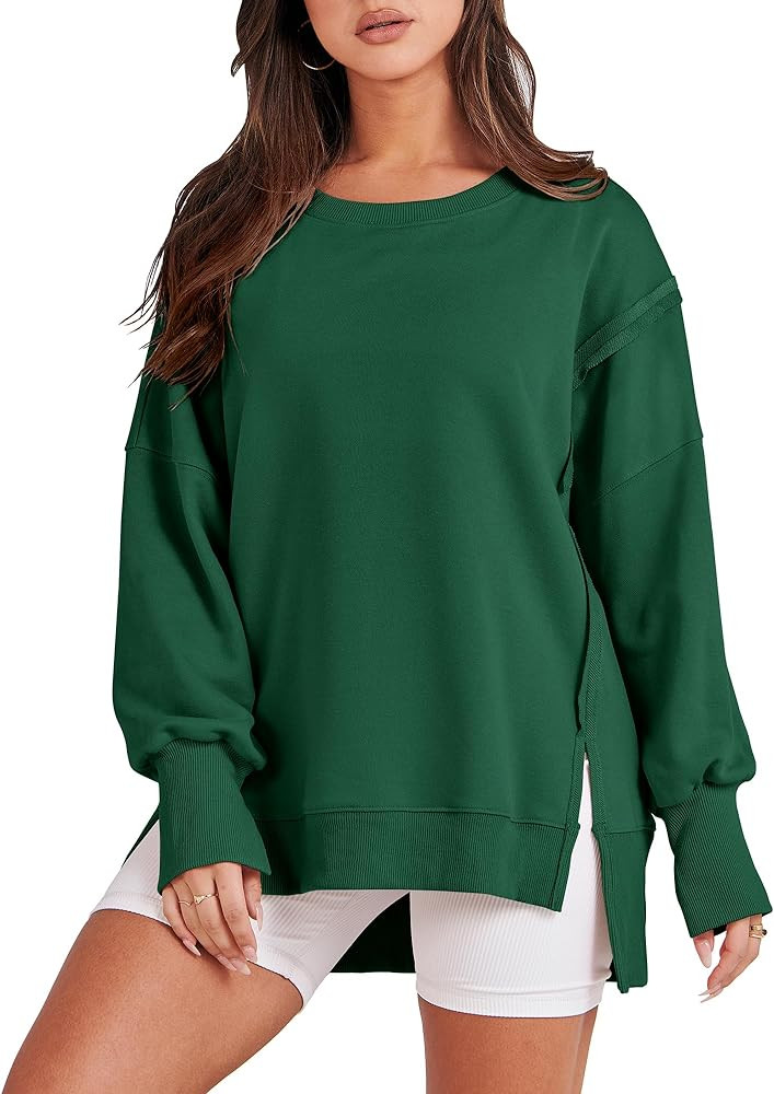 ANRABESS Womens Oversized Sweatshirts Crew Neck Long Sleeve Shirts Casual Loose Slit 2025 Fall Ou... | Amazon (US)