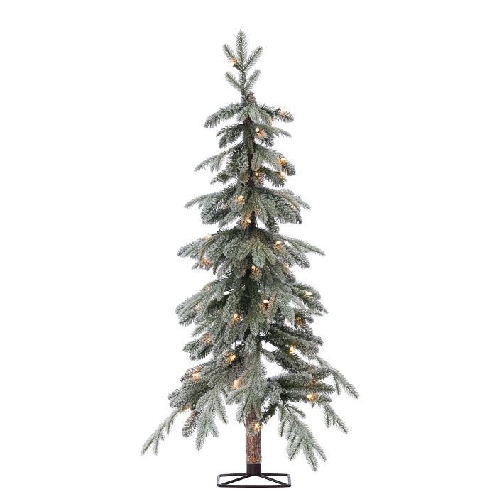 Pre-Lit Faux Natural Cut Flocked Alpine Tree | West Elm (US)