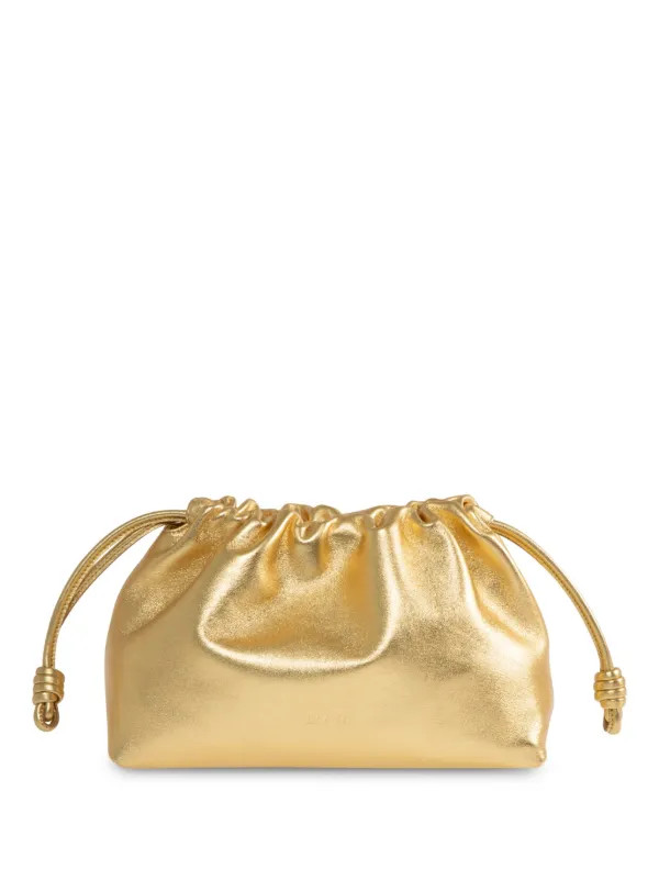LOEWE Flamenco Metallic Drawstring Clutch Bag | Gold | FARFETCH | Farfetch Global