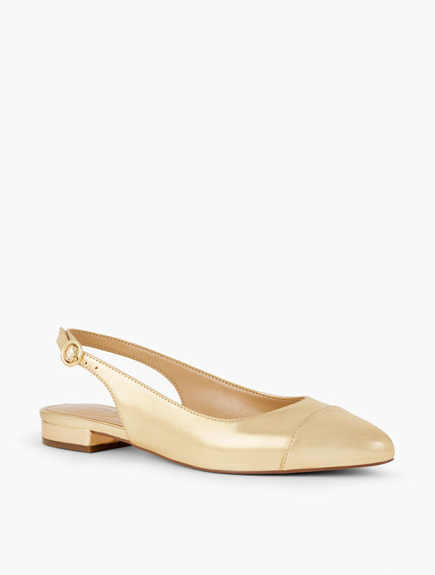Edison Leather Slingback Flats - Metallic | Talbots