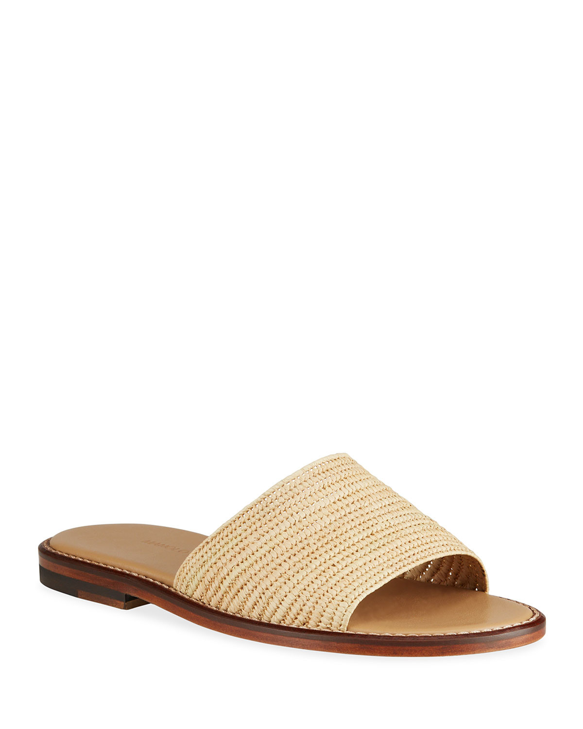 Safina Raffia Slide Sandals | Neiman Marcus