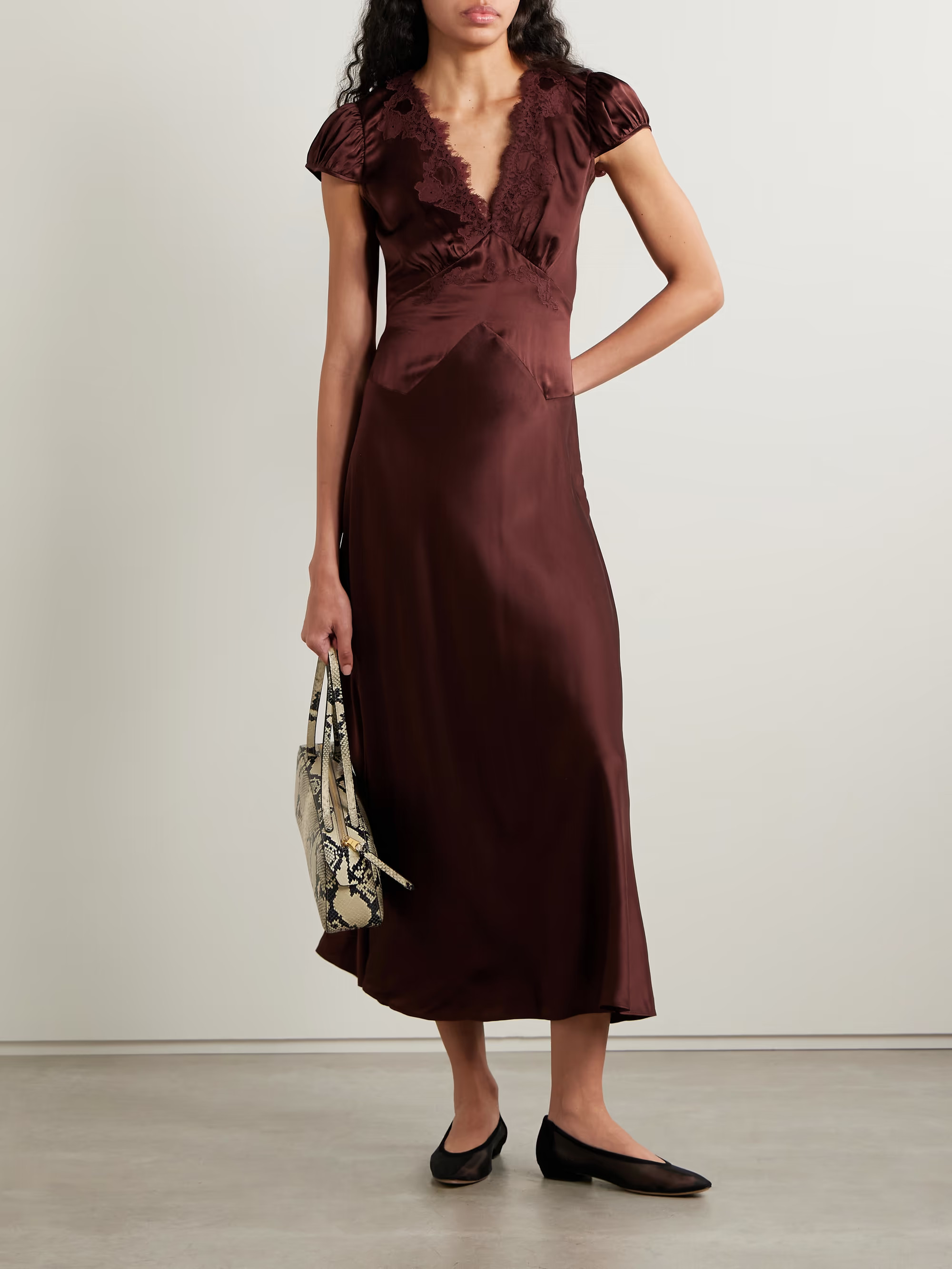 Coraline corded lace-trimmed silk-satin maxi dress | NET-A-PORTER (US)