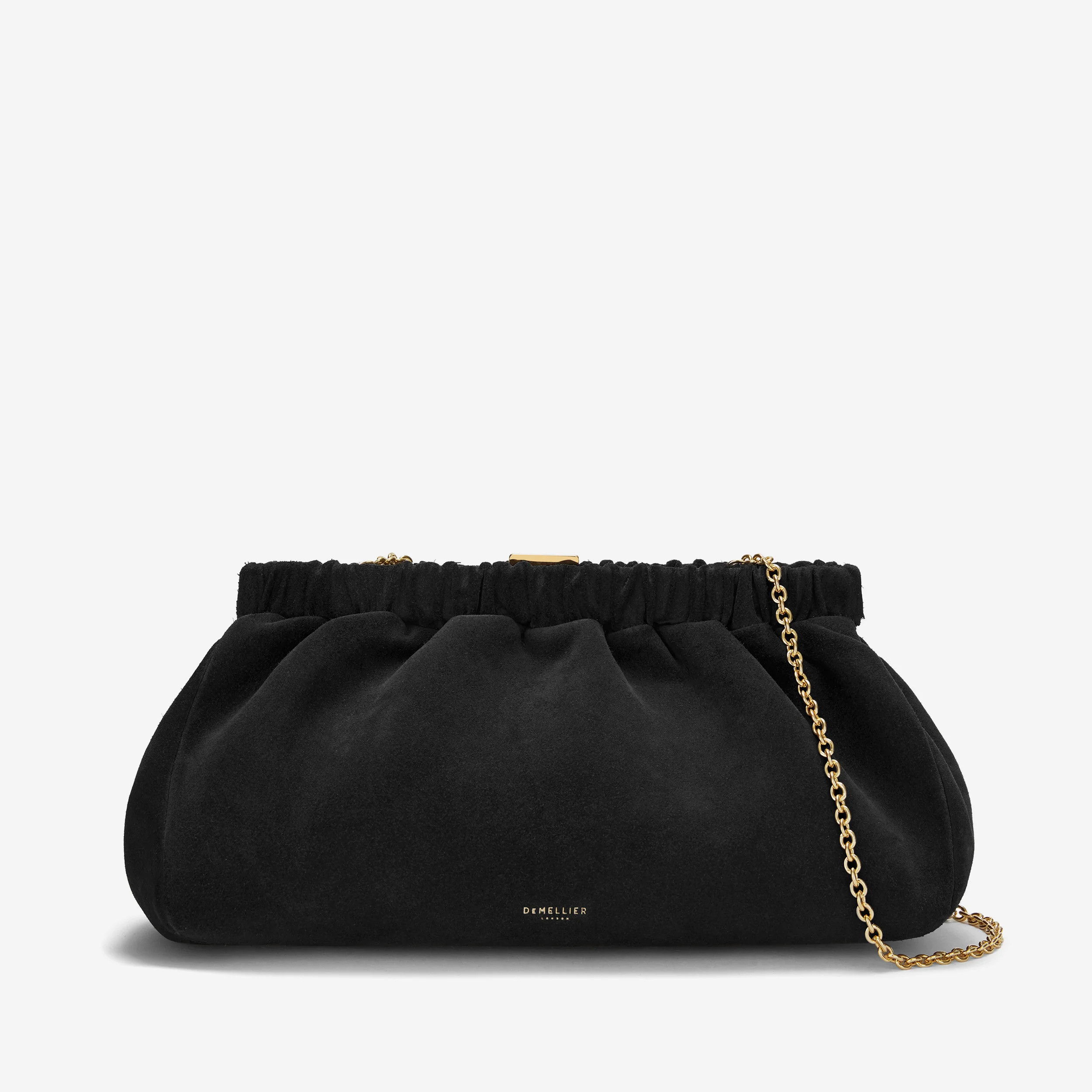 The Miami Clutch | Black Suede & Black Smooth | DeMellier | DeMellier