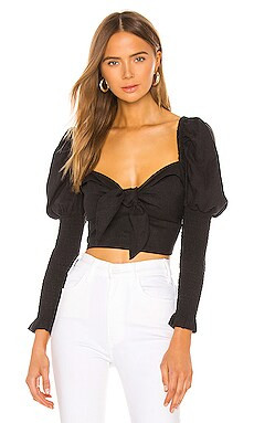 Bardot Tie Front Blouse in Black from Revolve.com | Revolve Clothing (Global)