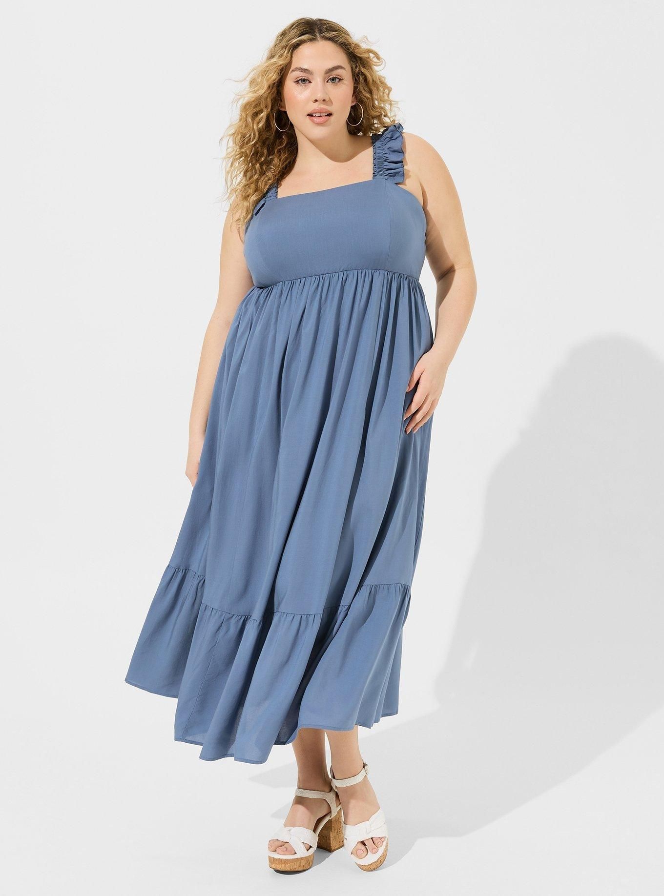 Maxi Challis Ruffle Strap Tiered Dress | Torrid (US & Canada)