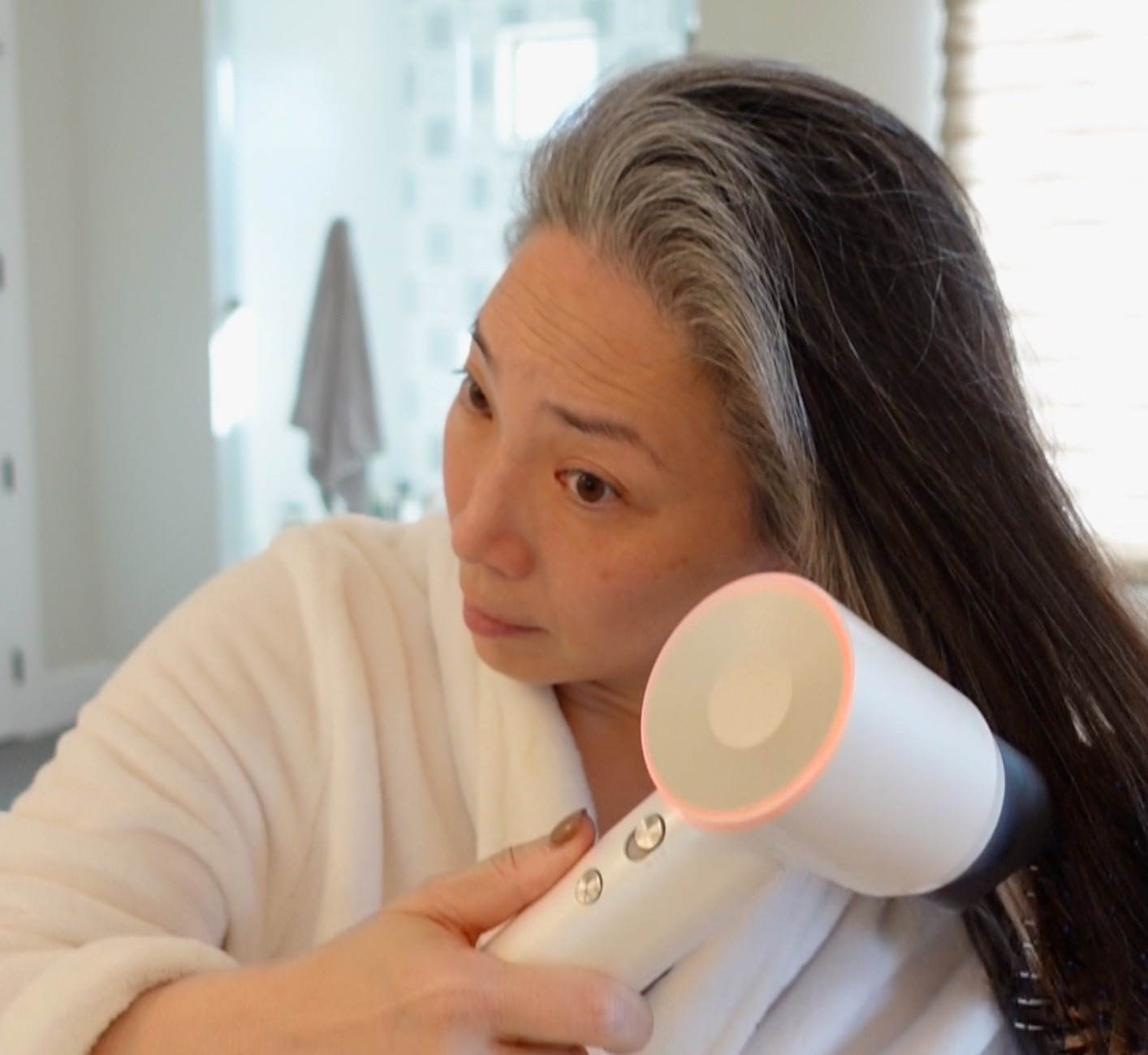 This Laifen High-Powered Hair Dryer is pretty amazing! It dries my hair quickly and quietly with easy to buttons and a great light-up temperature indicator! Here are some call-out's:
 
    •    High-Speed Performance – 110,000 RPM: A high-speed hair dryer operates at 110,000 RPM, while a traditional one runs at 20,000-30,000 RPM—like comparing a sports car engine to a standard family car engine.*
 
    •    Dynamic Balance: The dynamic balance is precisely tuned to 1mg, ensuring smooth operation of the machine. The brushless design drastically reduces unnecessary losses and guarantees high rpm and the consequent high air speed.
 
    •    Powerful Airflow – Up to 22.291 m/s: Laifen has developed its own high-speed brushless motor with a maximum speed of 110,000 rpm and a maximum air speed of 22.291m/s.
 
    •    3 Magnetic Nozzles for Flexible Styling: Includes a smoothing nozzle, concentrator nozzle, and diffuser — all magnetically attachable for quick and easy styling.
 
    •    Long-Term Durability – Motor Rated for Up to 1,000 Hours: Engineered for durability, the motor is rated for a service life of up to 1,000 hours, providing long-lasting performance.*
 
@laifen_tech #ad