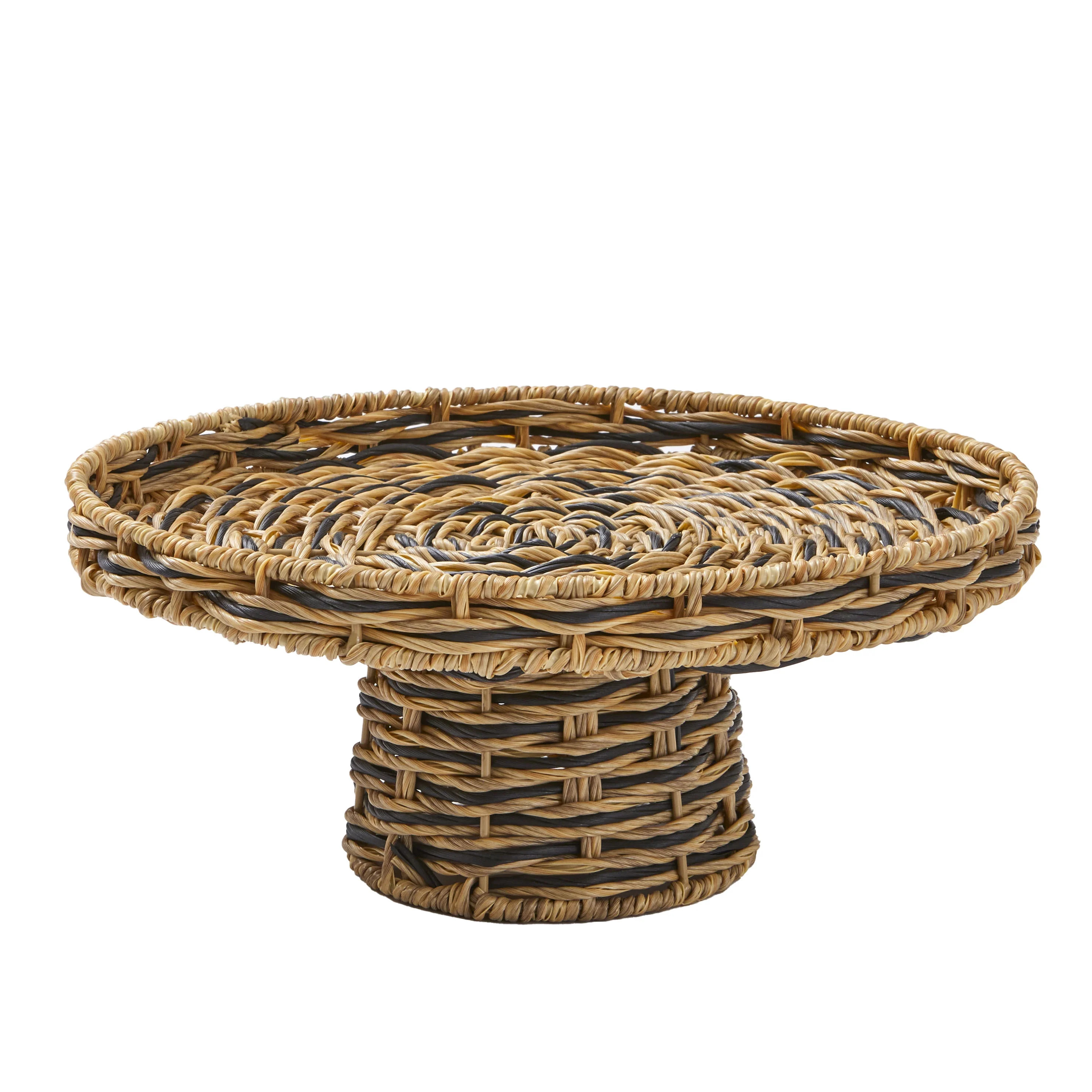 Better Homes & Gardens Beige and Black Rattan Cake Stand, 12.20 IN Diameter x 5.12 N H | Walmart (US)
