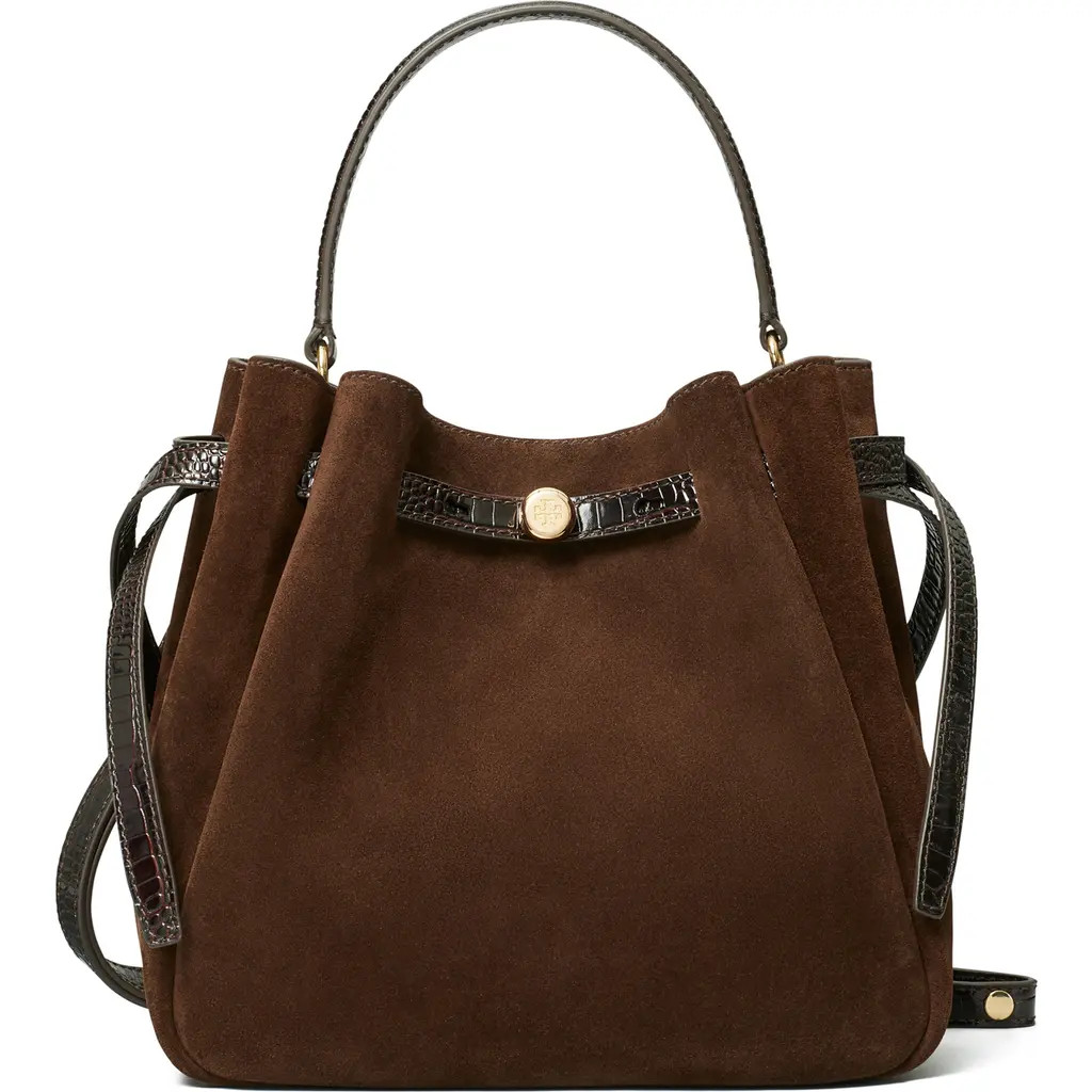Tory Burch Romy Suede Bucket Bag in Dark Cocoa at Nordstrom | Nordstrom