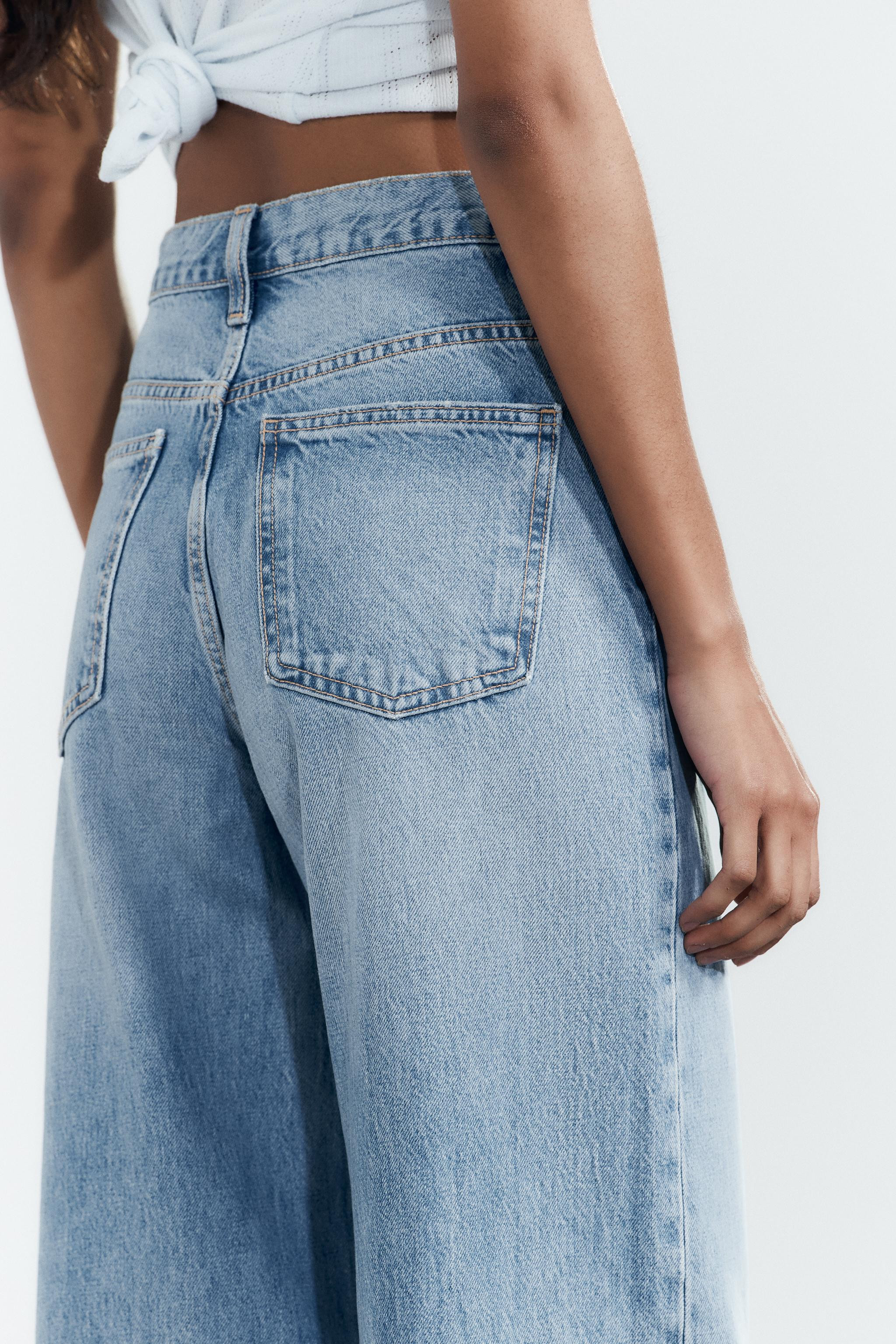 HIGH-WAIST TRF WIDE-LEG CROSSOVER WAIST JEANS | Zara UK