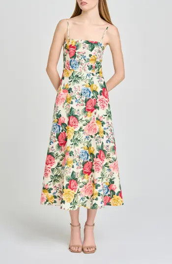 Josefina Floral Linen Blend Midi Dress | Nordstrom