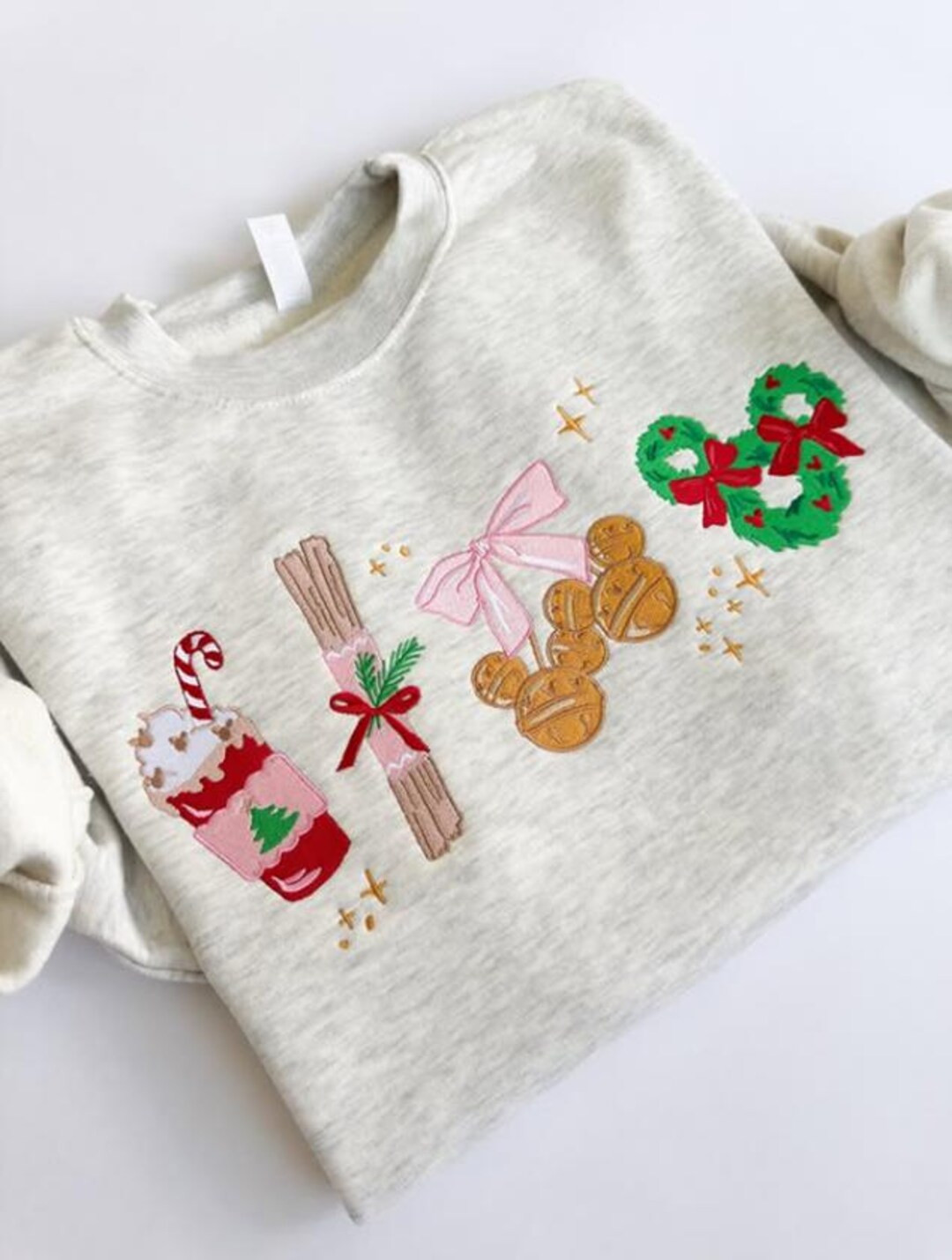 Christmas Disney Coquette Bow Embroidered Sweatshirt, Disney Holiday Season Sweater, Disneyland C... | Etsy (US)