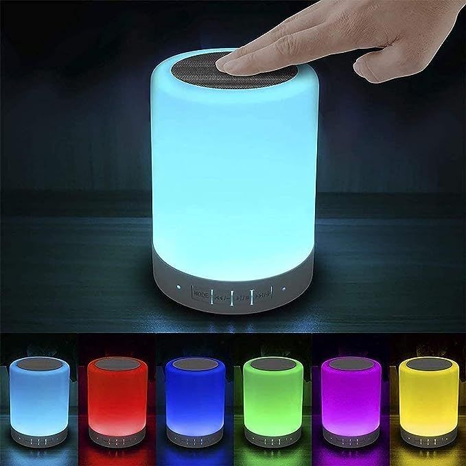 Elecstars Touch Bedside Lamp - with Bluetooth Speaker, Dimmable Color Night Light, Outdoor Table ... | Amazon (US)