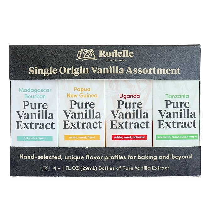 Rodelle Single Origin Vanilla Extract Gift Pack, 4 - 1 Fl oz bottles, Madagascar Bourbon, Papua N... | Amazon (US)