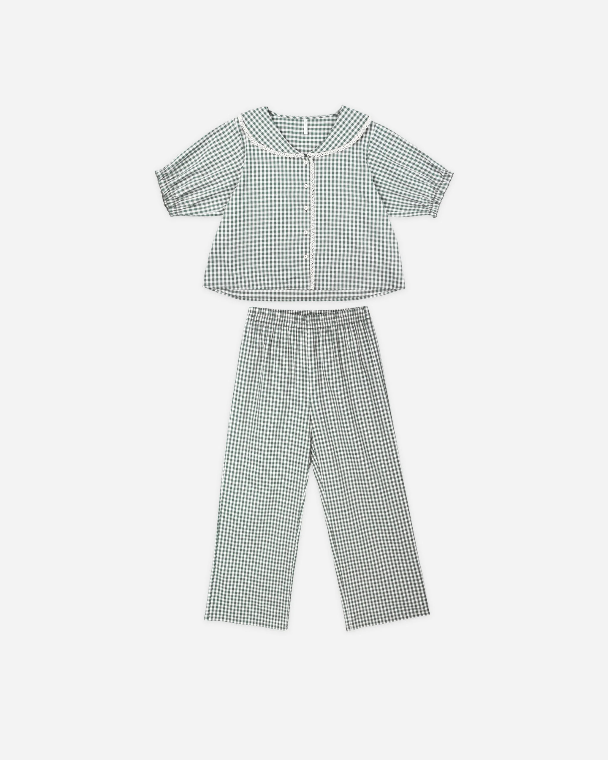 Ruffle Pajamas || Evergreen Gingham | Rylee + Cru