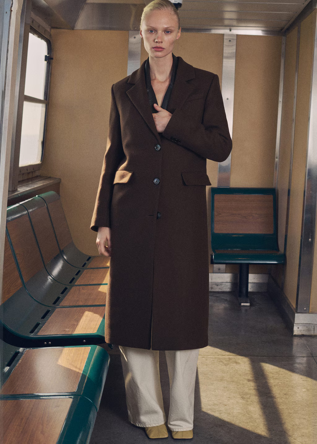 Long structured wool coat brown - Women - M - MANGO | Mango (US/MX/AU)