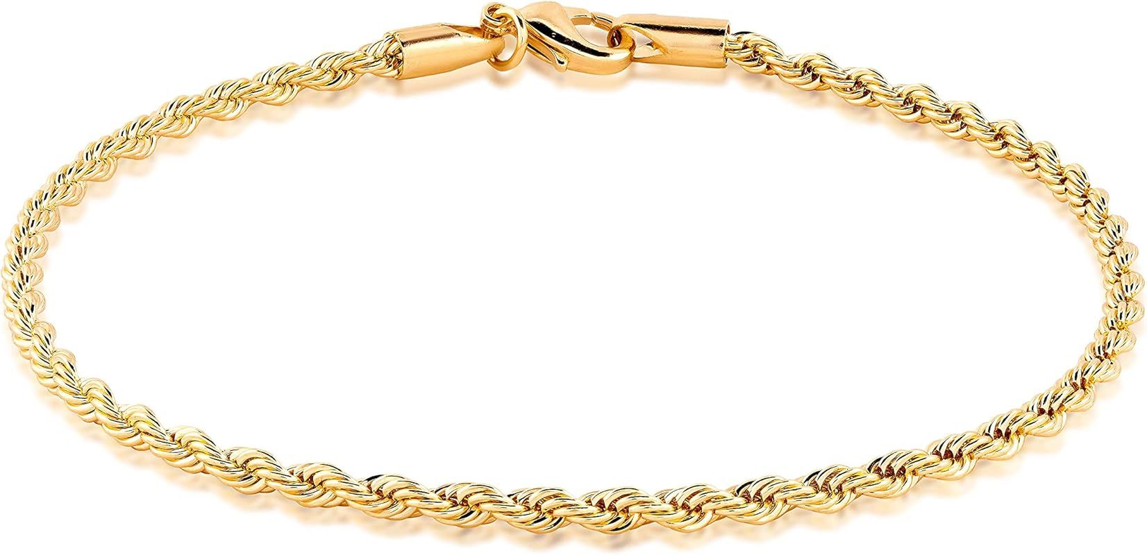 Barzel 18K Gold Plated Braided Rope Anklet for Women - Made In Brazil | Amazon (US)