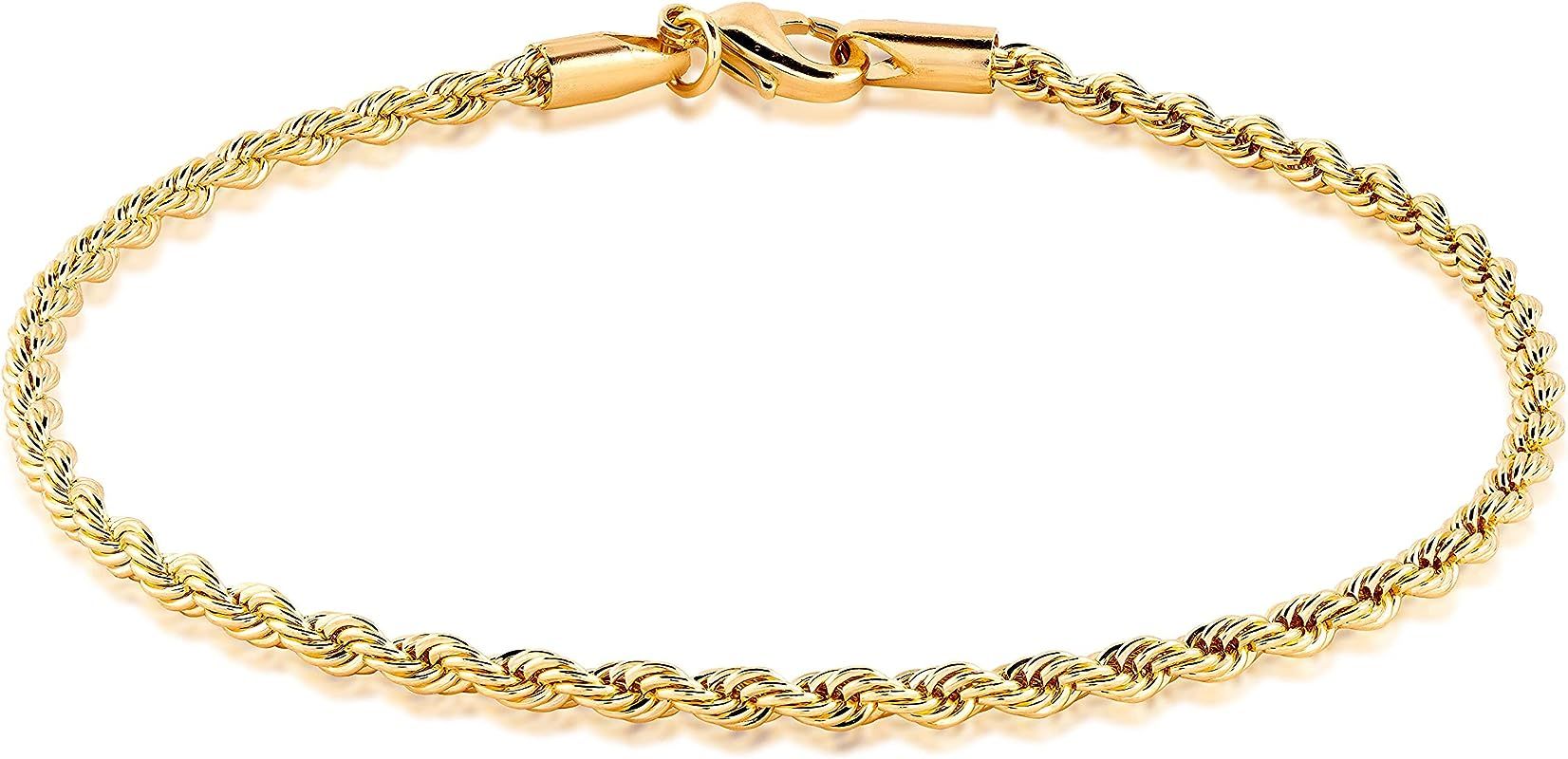 Barzel 18K Gold Plated Braided Rope Anklet for Women - Made In Brazil | Amazon (US)