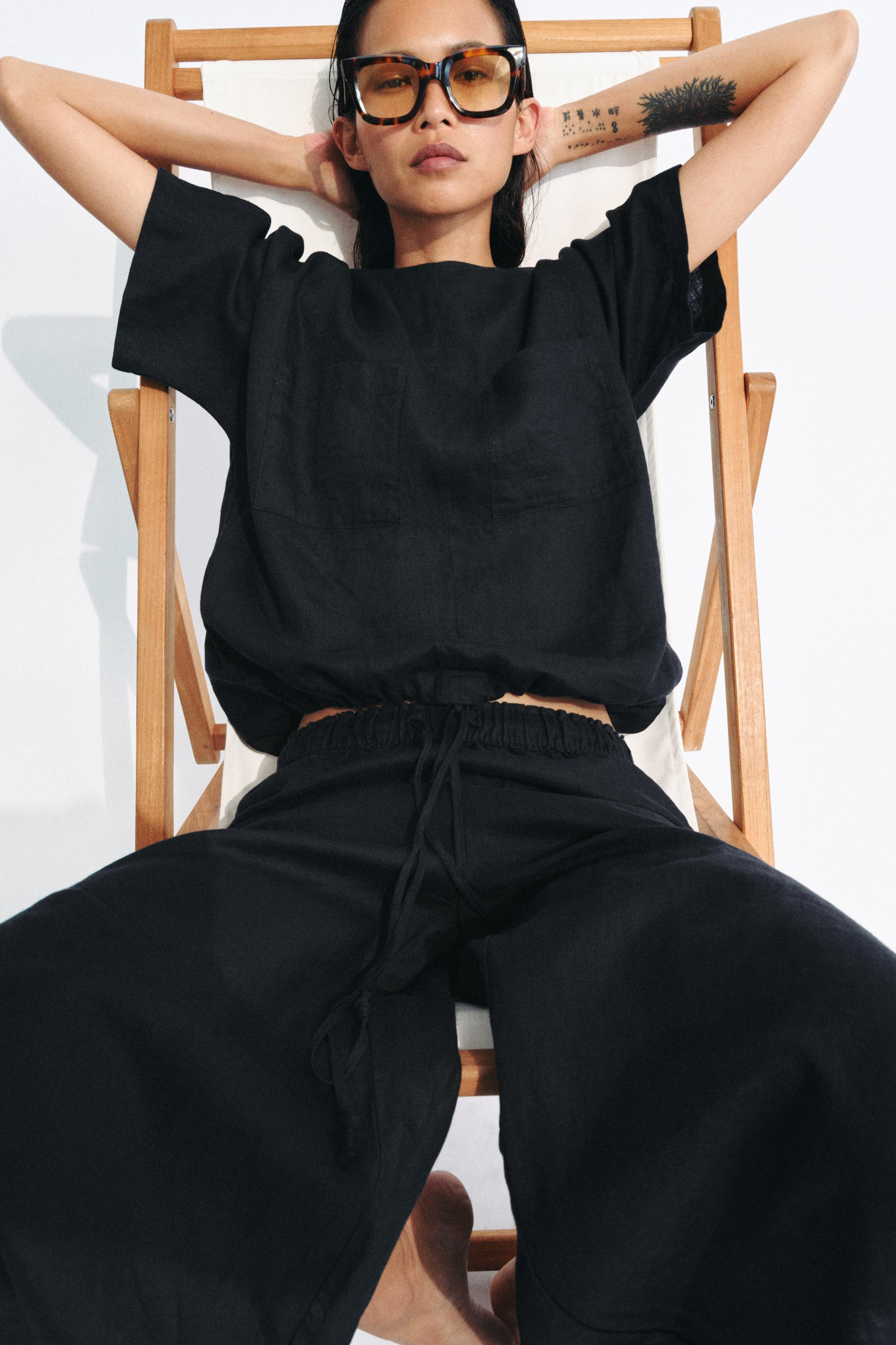 ZW COLLECTION 100% LINEN PANTS WITH VENTS | Zara US