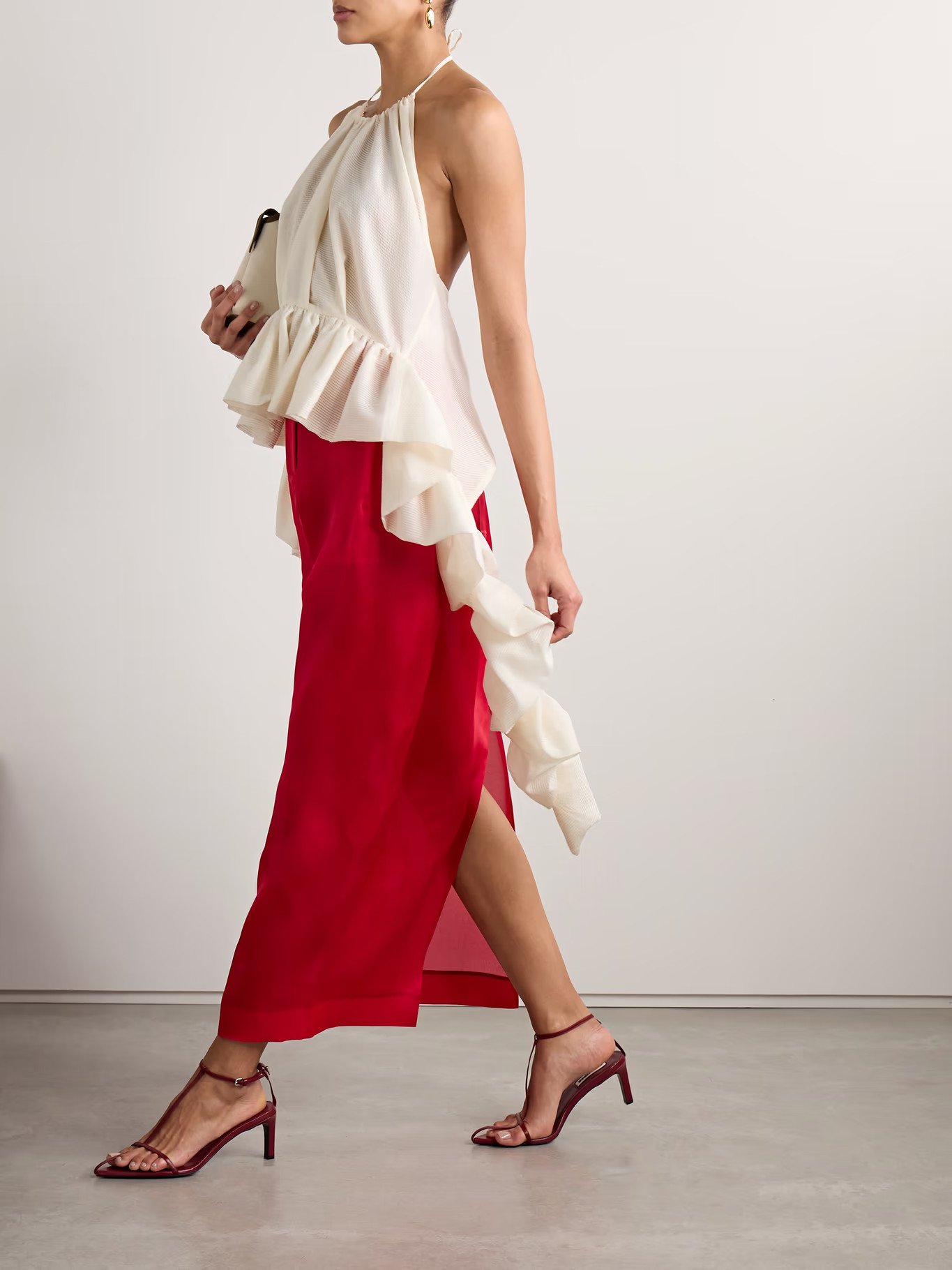 Tamara crepe peplum halterneck top | NET-A-PORTER (US)