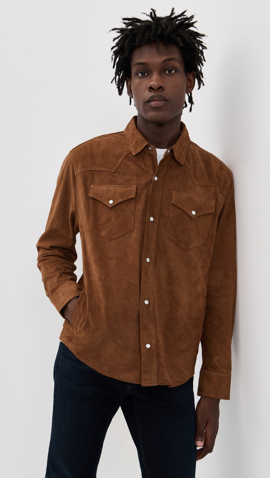 Elias Western Goat Suede Overshirt | Shopbop