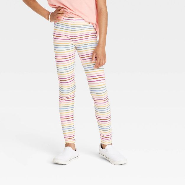 Girls' Striped Leggings - Cat & Jack™ Cream | Target