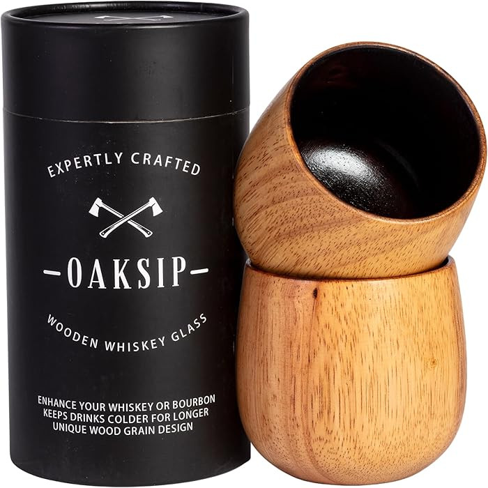 The Original Charred Wooden Bourbon Drinking Glass Bourbon Gifts for Men | Whiskey Glasses For Da... | Amazon (US)