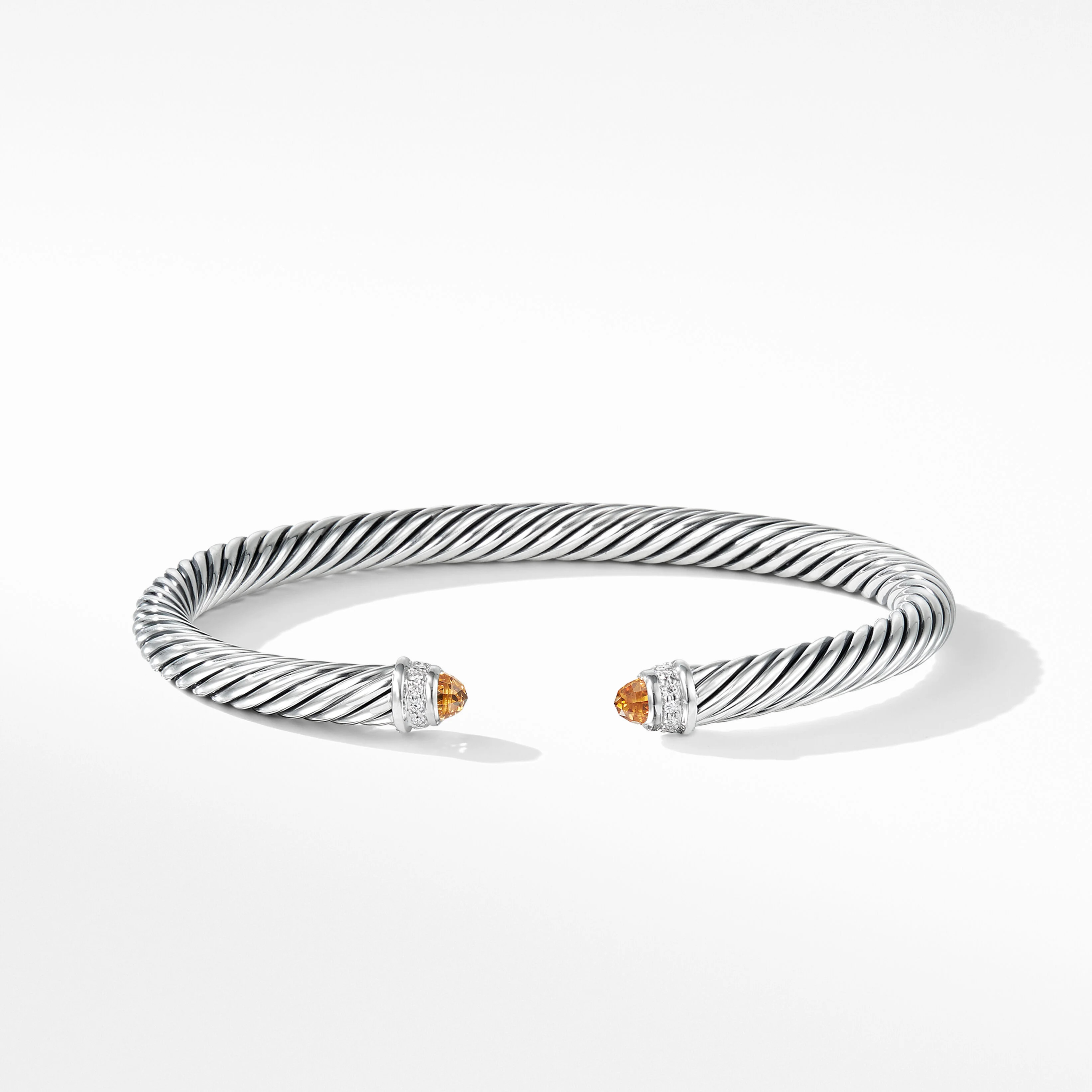 Cable Classics Bracelet in Sterling Silver with Citrine and Pavé Diamonds | David Yurman