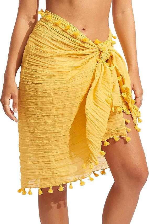 Seafolly Women's Beach Basics Cotton Gauze Sarong Swimsuit Cover Up | Amazon (US)