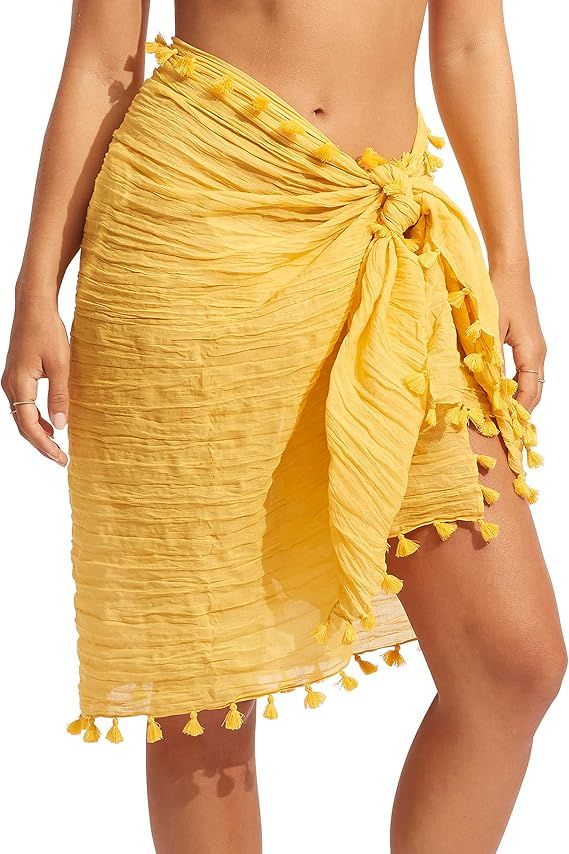Seafolly Women's Beach Basics Cotton Gauze Sarong Swimsuit Cover Up | Amazon (US)